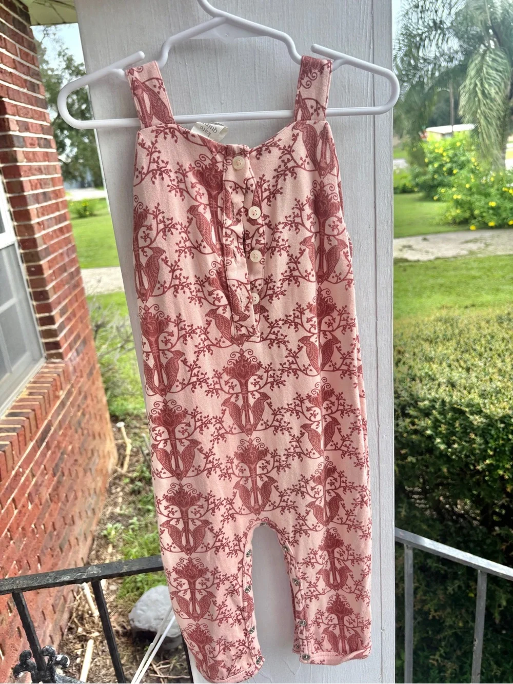 kate quinn 18-24m organic cotton floral romper pink rose botanical cottagecore